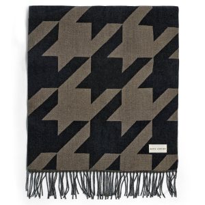 Katie Loxton Printed Blanket Scarf Houndstooth Taupe / Black
