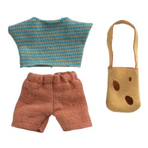 Maileg Clothes and cheese bag, Little brother mouse