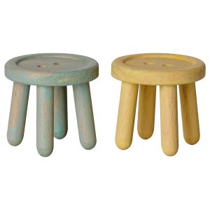 Maileg Stool set, Mouse - Mint/Light yellow