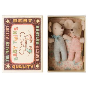 Maileg Twins, Baby mice in matchbox - Checker
