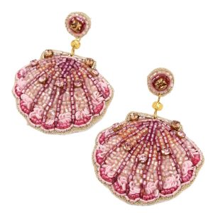 My Doris Pink Beaded Shell Earrings