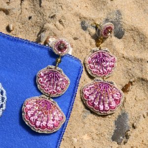 My Doris Pink Double Drop Shell Earrings