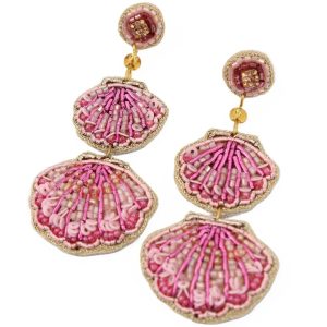 My Doris Pink Double Drop Shell Earrings