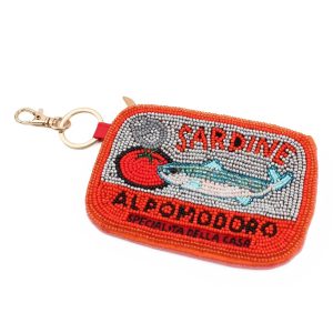 My Doris Sardine and Tomato Beaded Keyring Pouch
