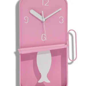 Pink Metal Sardine Tin Pendulum Wall Clock