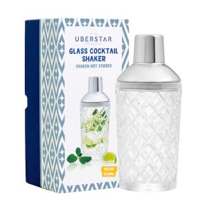 Uberstar Silver Glass Cocktail Shaker - 20oz / 600ml