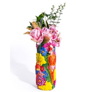 Vibrant Coloured Floral Bird Vase