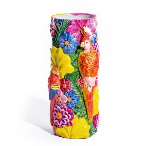Vibrant Coloured Floral Bird Vase