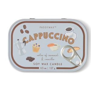 Paddywax Bistro Cappuccino Printed Tin Candle - Chocolate & Cherry