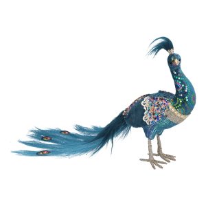 Gisela Graham Fabric Ornament, 33cm - Ornate Peacock