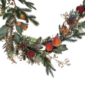Gisela Graham Garland 180cm - Beaded Fruit, Fir & Gold Berries