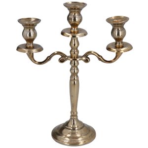 Gisela Graham Metal Candelabra 34cm - Gold 3-Branch