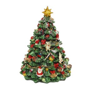 Gisela Graham Resin Music Box 16cm - Revolving Christmas Tree, We Wish You a Merry Christmas