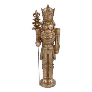 Gisela Graham Resin Ornament 40cm - Gold Nutcracker with Staff