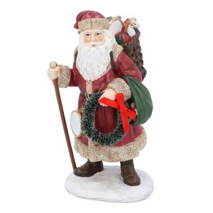 Gisela Graham Resin Santa Ornament - with Wreath/Sack