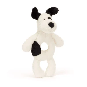 Jellycat Rufferty Black & Cream Puppy Ring Rattle