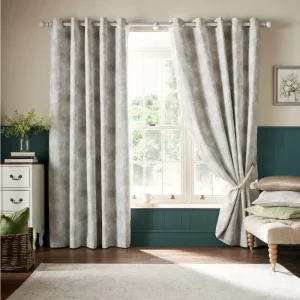 Laura Ashley Millhayes Natural Leaf Eyelet Blackout Curtains - Last Chance