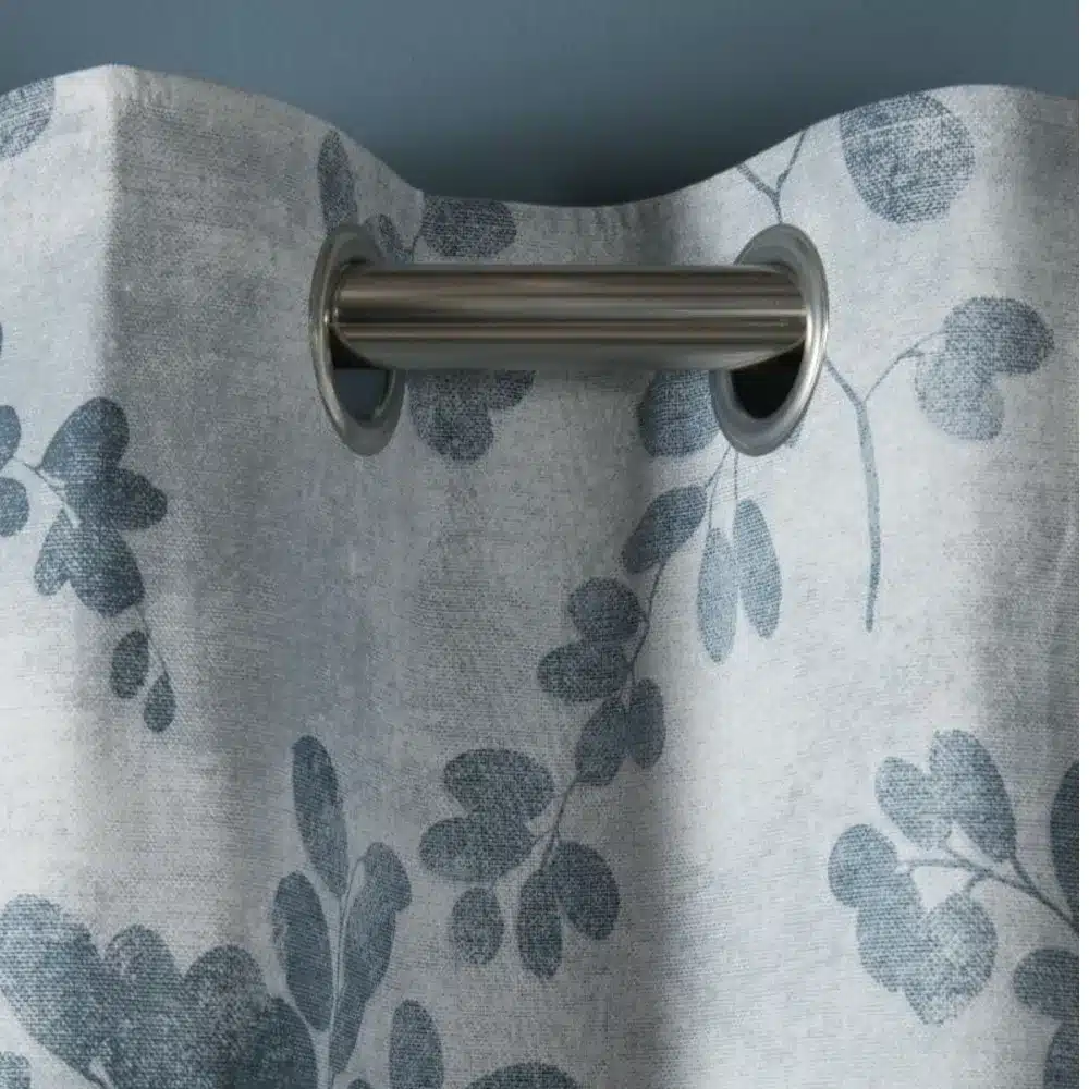 Laura Ashley Millhayes Smoke Blue Leaf Eyelet Blackout Curtains - Last Chance eyelet detail