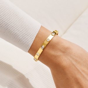 Joma Jewellery Bracelet Bar Cz Bangle Gold Plated Bangle