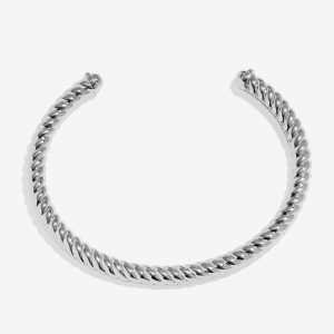 Joma Jewellery Bracelet Bar Silver Cable Silver Plated Bangle