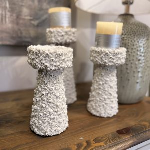 barnacle textured candle holder