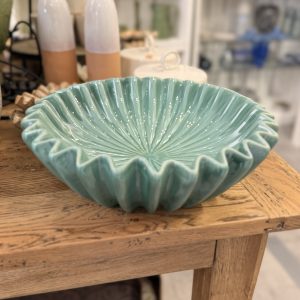 Chalk Green Waved Fluted Bowl