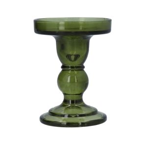 Gisela Graham Glass Candle Holder 11cm - Dark Green