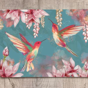 Glass Workstop Saver with Beautiful Hummingbird Design