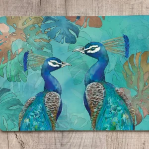 Glass Workstop Saver with Beautiful Peacock Design