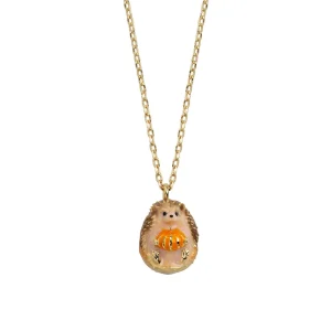 Hedgehog & Pumpkin Mini Pendant Necklace