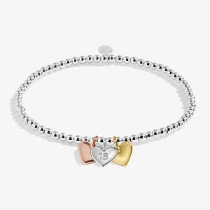Joma Jewellery A Little Charmed Moments Happy 16th Birthday Silver, Gold & Rose Gold Plated Bracelet