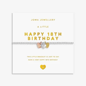 Joma Jewellery A Little Charmed Moments Happy 18th Birthday Silver, Gold & Rose Gold Plated Bracelet