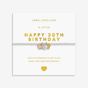Joma Jewellery A Little Charmed Moments Happy 30th Birthday Silver, Gold & Rose Gold Plated Bracelet