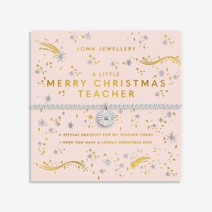 Joma Jewellery Christmas A Little Merry Christmas Teacher Silver Plated Bracelet