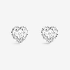 Joma Jewellery Classic Collection Cz Heart Silver Plated Stud Earrings
