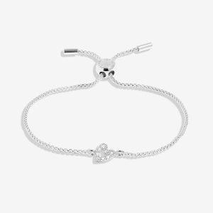 Joma Jewellery Classic Collection Pave Offset Heart Silver Plated Bracelet