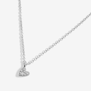 Joma Jewellery Classic Collection Pave Offset Heart Silver Plated Necklace