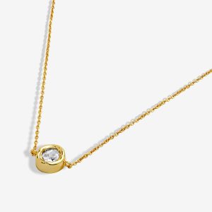 Joma Jewellery Classic Collection Solitaire Cz Gold Plated Necklace