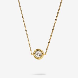 Joma Jewellery Classic Collection Solitaire Cz Gold Plated Necklace