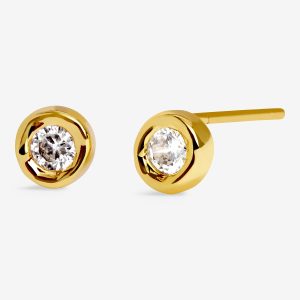 Joma Jewellery Classic Collection Solitaire Cz Gold Plated Stud Earrings