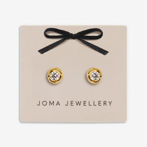 Joma Jewellery Classic Collection Solitaire Cz Gold Plated Stud Earrings