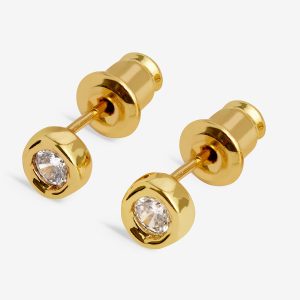 Joma Jewellery Classic Collection Solitaire Cz Gold Plated Stud Earrings