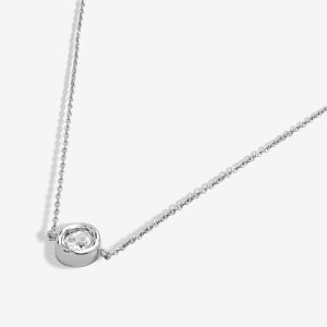 Joma Jewellery Classic Collection Solitaire Cz Silver Plated Necklace