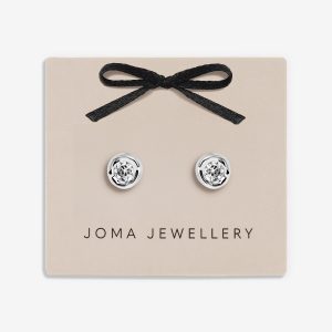 Joma Jewellery Classic Collection Solitaire Cz Silver Plated Stud Earrings