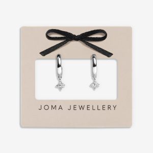 Joma Jewellery Loved By You Cz Clover Silver Plated Hoop Earrings