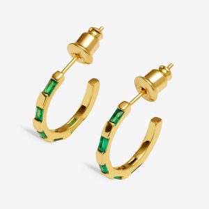 Joma Jewellery Loved By You Green Cz Gold Plated Hoop Earrings