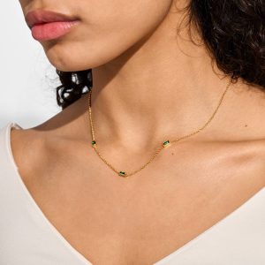 Joma Jewellery Loved By You Green Cz Gold Plated Necklace