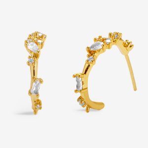 Joma Jewellery Loved By You Wavy Cluster Gold Plated Hoop Earrings