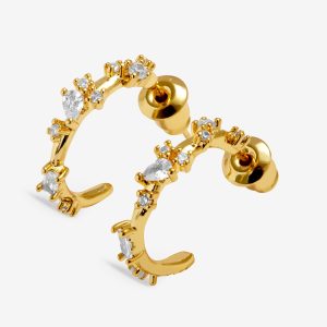 Joma Jewellery Loved By You Wavy Cluster Gold Plated Hoop Earrings