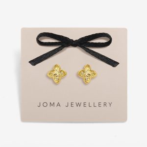Joma Jewellery Signature Clover Collection Textured Clover Gold Plated Stud Earrings
